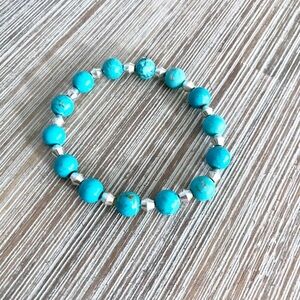 Desert glam magnesite/silver bead bracelet